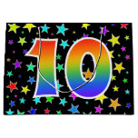 [ Thumbnail: Colorful Stars + Rainbow Pattern "10" Event # Gift Bag ]