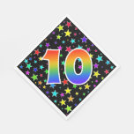 [ Thumbnail: Colorful Stars + Rainbow Pattern "10" Event # Napkins ]