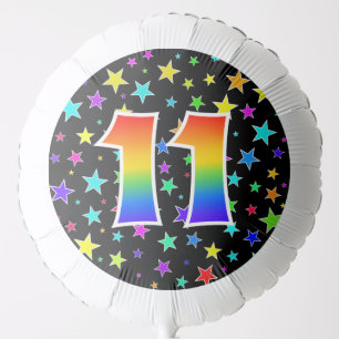 Colorful Stars + Rainbow Pattern "11" Event # Balloon
