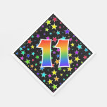 [ Thumbnail: Colorful Stars + Rainbow Pattern "11" Event # Napkins ]