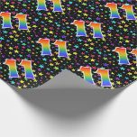 [ Thumbnail: Colorful Stars + Rainbow Pattern "11" Event # Wrapping Paper ]