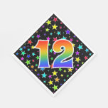 [ Thumbnail: Colorful Stars + Rainbow Pattern "12" Event # Napkins ]