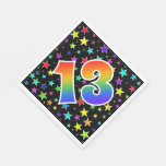 [ Thumbnail: Colorful Stars + Rainbow Pattern "13" Event # Napkins ]