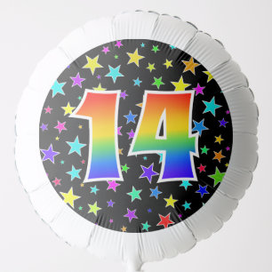 Colorful Stars + Rainbow Pattern "14" Event # Balloon