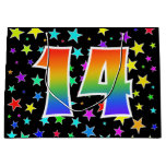 [ Thumbnail: Colorful Stars + Rainbow Pattern "14" Event # Gift Bag ]
