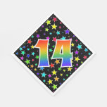 [ Thumbnail: Colorful Stars + Rainbow Pattern "14" Event # Napkins ]