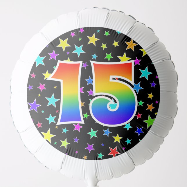 Colorful Stars + Rainbow Pattern "15" Event # Balloon (Front)