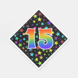 [ Thumbnail: Colorful Stars + Rainbow Pattern "15" Event # Napkins ]