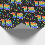[ Thumbnail: Colorful Stars + Rainbow Pattern "15" Event # Wrapping Paper ]