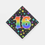 [ Thumbnail: Colorful Stars + Rainbow Pattern "16" Event # Napkins ]