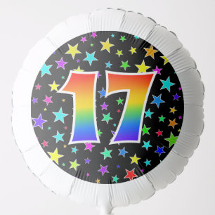 Colorful Stars + Rainbow Pattern "17" Event # Balloon