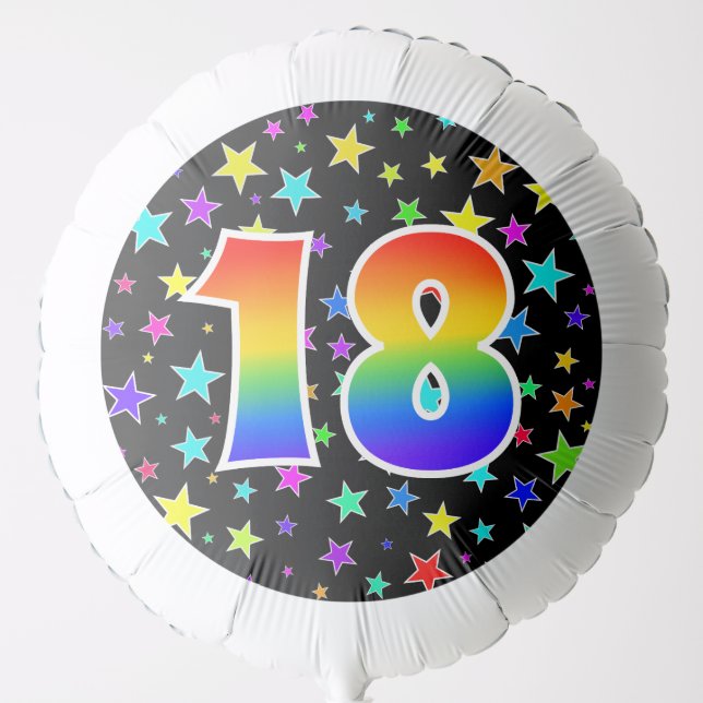 Colorful Stars + Rainbow Pattern "18" Event # Balloon (Front)