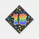 [ Thumbnail: Colorful Stars + Rainbow Pattern "18" Event # Napkins ]