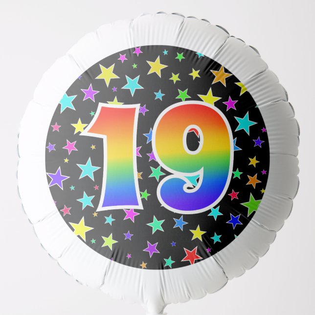 Colorful Stars + Rainbow Pattern "19" Event # Balloon (Front)