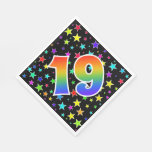[ Thumbnail: Colorful Stars + Rainbow Pattern "19" Event # Napkins ]