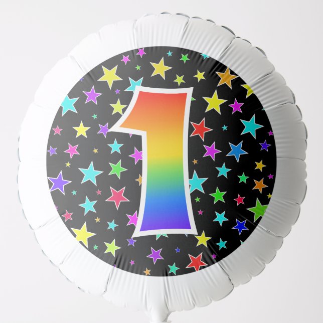 Colorful Stars + Rainbow Pattern "1" Event # Balloon (Front)