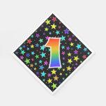 [ Thumbnail: Colorful Stars + Rainbow Pattern "1" Event # Napkins ]