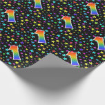 [ Thumbnail: Colorful Stars + Rainbow Pattern "1" Event # Wrapping Paper ]
