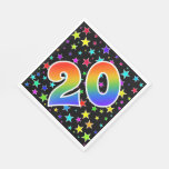 [ Thumbnail: Colorful Stars + Rainbow Pattern "20" Event # Napkins ]