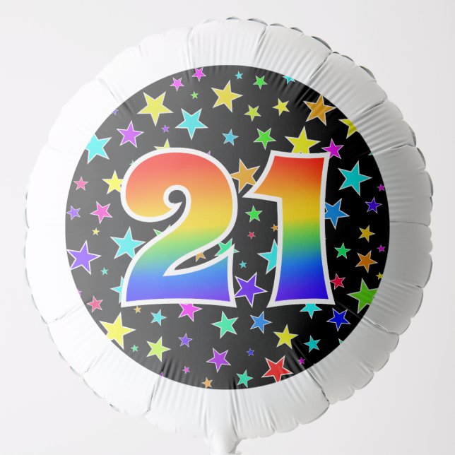 Colorful Stars + Rainbow Pattern "21" Event # Balloon (Front)