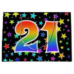 [ Thumbnail: Colorful Stars + Rainbow Pattern "21" Event # Gift Bag ]