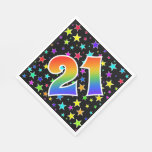 [ Thumbnail: Colorful Stars + Rainbow Pattern "21" Event # Napkins ]