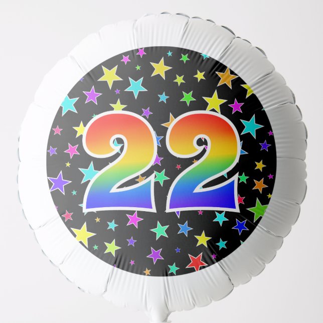 Colorful Stars + Rainbow Pattern "22" Event # Balloon (Front)