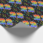 [ Thumbnail: Colorful Stars + Rainbow Pattern "22" Event # Wrapping Paper ]