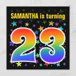 [ Thumbnail: Colorful Stars + Rainbow Pattern "23" Birthday # Invitation ]