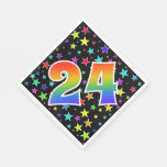 [ Thumbnail: Colorful Stars + Rainbow Pattern "24" Event # Napkins ]