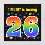 [ Thumbnail: Colorful Stars + Rainbow Pattern "26" Birthday # Invitation ]