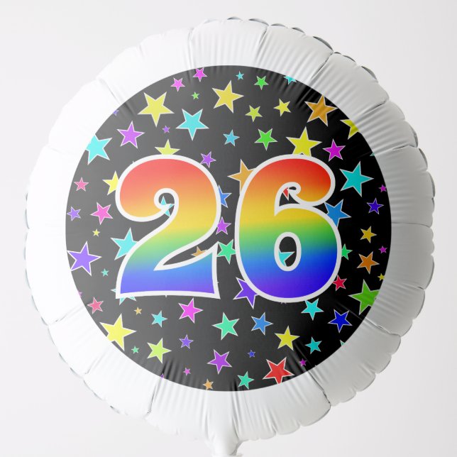 Colorful Stars + Rainbow Pattern "26" Event # Balloon (Front)