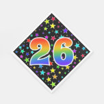 [ Thumbnail: Colorful Stars + Rainbow Pattern "26" Event # Napkins ]