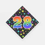 [ Thumbnail: Colorful Stars + Rainbow Pattern "28" Event # Napkins ]