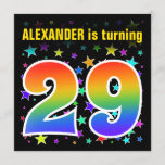 [ Thumbnail: Colorful Stars + Rainbow Pattern "29" Birthday # Invitation ]
