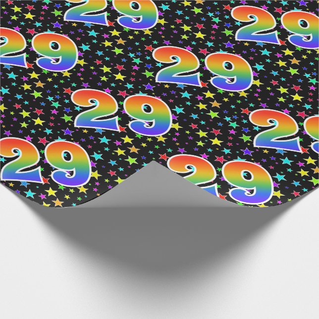 Colorful Stars + Rainbow Pattern "29" Event # Wrapping Paper (Corner)