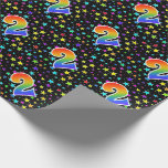 [ Thumbnail: Colorful Stars + Rainbow Pattern "2" Event # Wrapping Paper ]