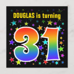 [ Thumbnail: Colorful Stars + Rainbow Pattern "31" Birthday # Invitation ]