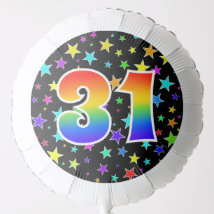 Colorful Stars + Rainbow Pattern "31" Event # Balloon