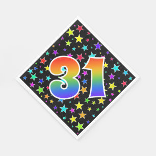 Colorful Stars + Rainbow Pattern "31" Event # Napkins