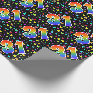 Colorful Stars + Rainbow Pattern "31" Event # Wrapping Paper