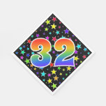[ Thumbnail: Colorful Stars + Rainbow Pattern "32" Event # Napkins ]