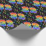 [ Thumbnail: Colorful Stars + Rainbow Pattern "32" Event # Wrapping Paper ]