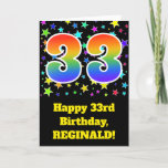 [ Thumbnail: Colorful Stars + Rainbow Pattern "33" Birthday # Card ]