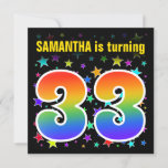 [ Thumbnail: Colorful Stars + Rainbow Pattern "33" Birthday # Invitation ]