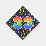 [ Thumbnail: Colorful Stars + Rainbow Pattern "33" Event # Napkins ]
