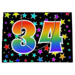 [ Thumbnail: Colorful Stars + Rainbow Pattern "34" Event # Gift Bag ]