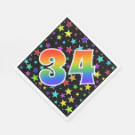 [ Thumbnail: Colorful Stars + Rainbow Pattern "34" Event # Napkins ]