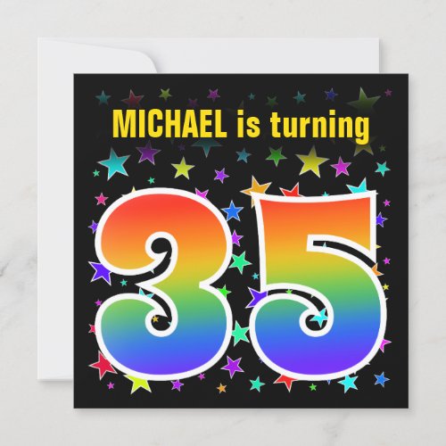 Colorful Stars  Rainbow Pattern 35 Birthday  Invitation