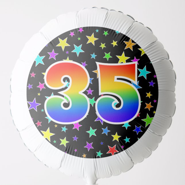 Colorful Stars + Rainbow Pattern "35" Event # Balloon (Front)
